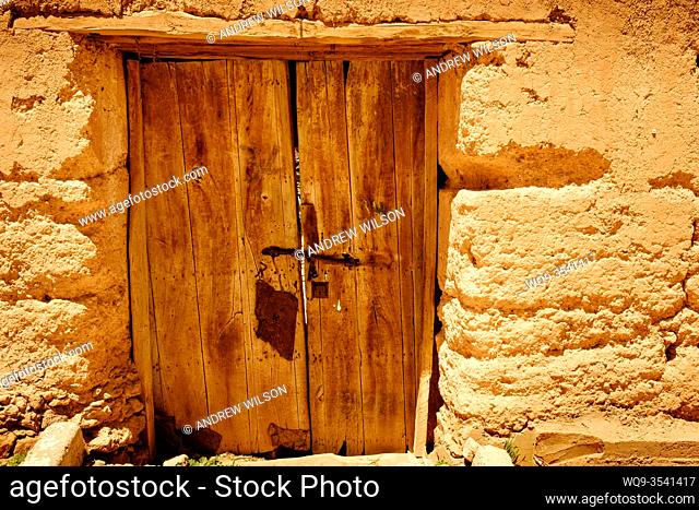 Occupied house at a Glaoui Kasbah left to ruin in Taliwine territory Morocco
