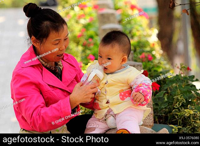 Mother and son, people of yunnan, china