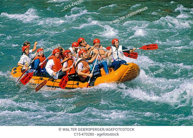 River rafting on the Möll river in Carinthia, Austria