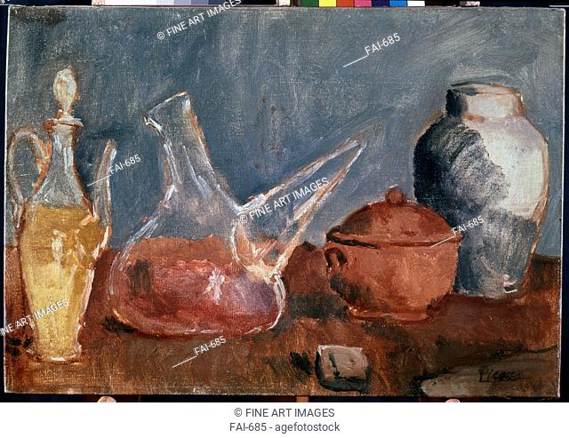 Glass Vessels. Picasso, Pablo (1881-1973). Oil on canvas. Modern. 1906. State Hermitage, St. Petersburg. 38, 5x55, 5. Painting. © VG-Bild-Kunst Bonn