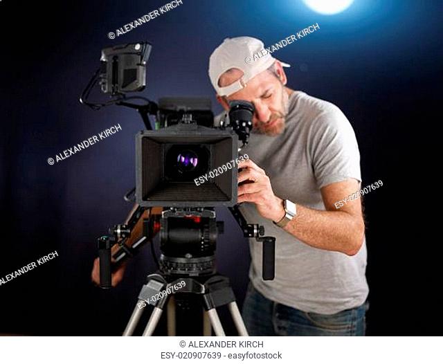 cameraman working with a cinema camera