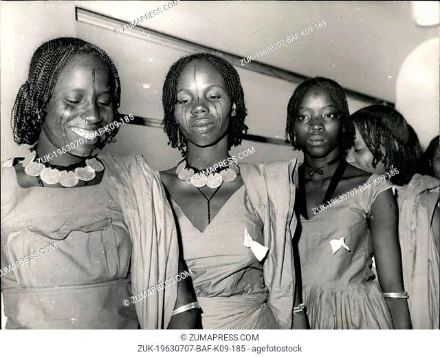 Jul. 07, 1963 - Cameroon Artists arrive in Paris: Over 130 singers, dancers and musicians belonging to the official Artistic Trope of Cameroon arrived by air in...