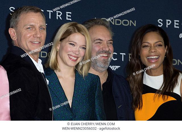 Celebrities attends a photocall for "Spectre" at the Corinthia Hotel ballroom in London Featuring: Daniel Craig, Lea Seydoux, Sam Mendes