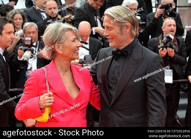 16 May 2023, France, Cannes: Mads Mikkelsen and his wife Hanne Jacobsen arrive at the opening film ""Jeanne du Barry"" of the 76th Cannes Film Festival at the...