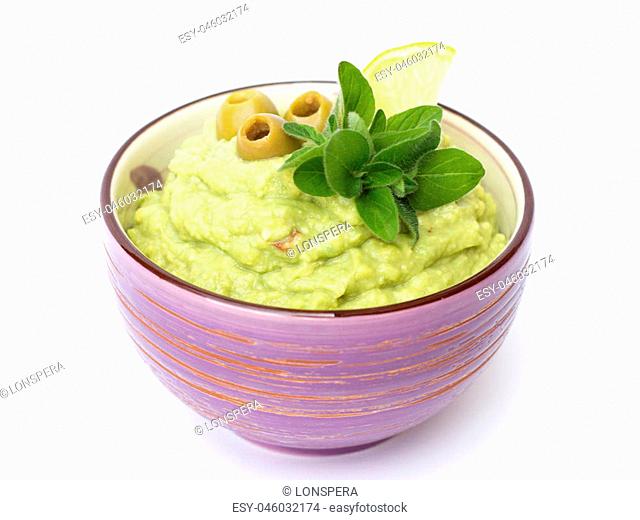 guacamole on a white background