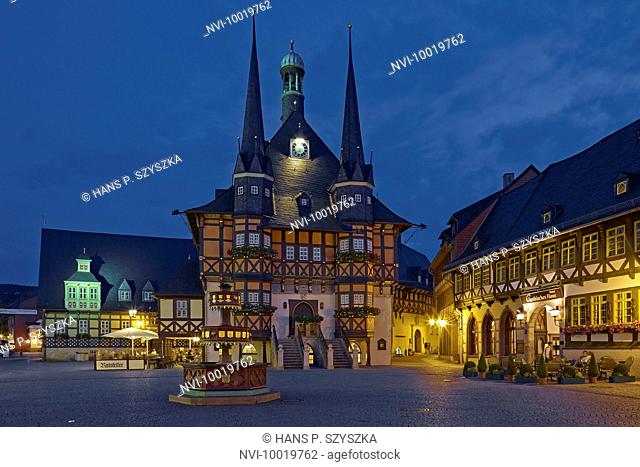 City Hall at the market square in Wernigerode, Harz, Saxony-Anhalt, Germany