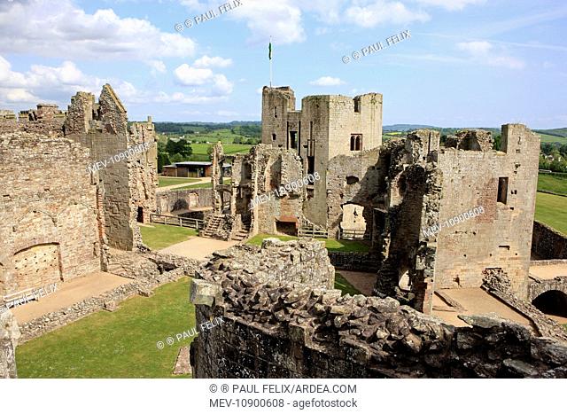 Raglan Castle Ruins. Monmouth, South Wales, UK