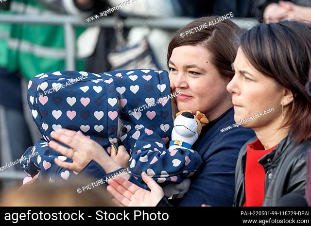 30 April 2022, Schleswig-Holstein, Ahrensburg: Katharina Fegebank (Greens, M), Hamburg's science senator, attends a campaign event for the state election with...