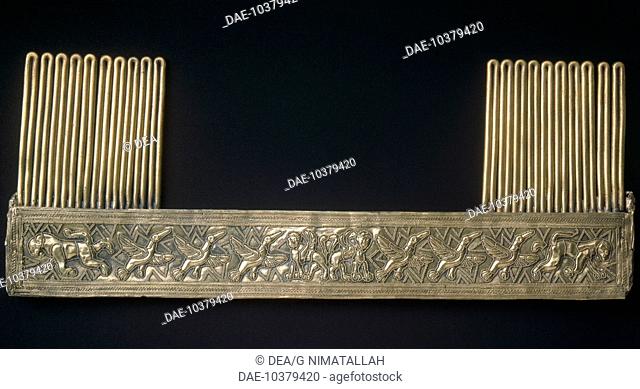Gold jewellery item, from Preneste (modern day Palestrina, Lazio). Etruscan civilization, 7th Century BC.  Rome, Museo Nazionale Etrusco Di Villa Giulia (Villa...