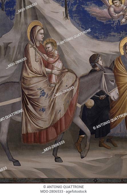 Flight into Egypt (Fuga in Egitto), by Giotto, 1303-1305, 14th Century, fresco. Italy, Veneto, Padua, Scrovegni Chapel. After restoration picture