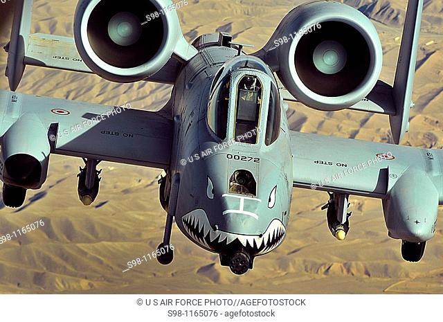 An A-10 Thunderbolt II flies a close-air-support mission over Afghanistan on Oct  7  The A-10 has excellent maneuverability at low air speeds and altitude