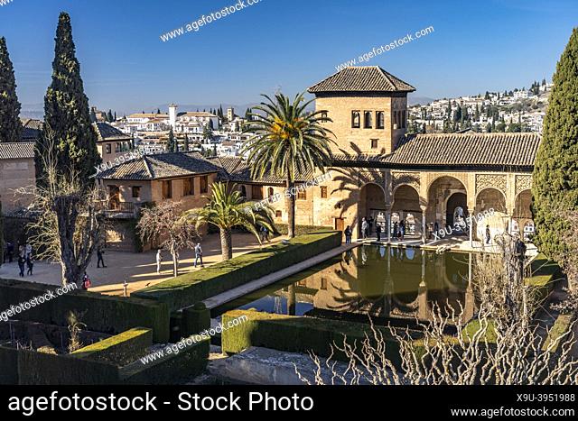 The Partal Palace and gardens, world heritage Alhambra in Granada, Andalusia, Spain