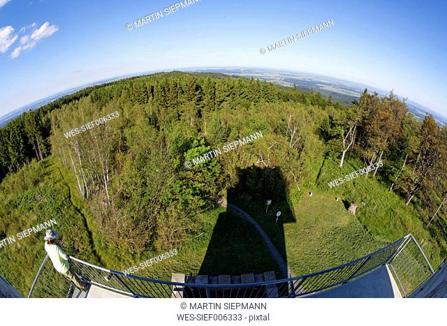 Austria, Burgenland, view from viewing tower at Irott-koe to Hungary
