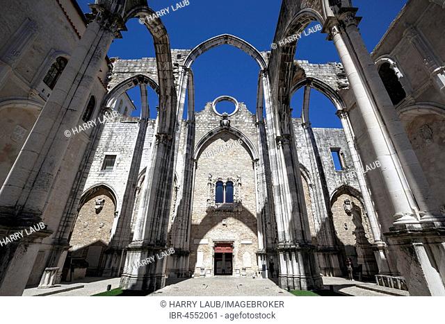 Ruins of the monastery church of the former convent of the Carmelite order, Convento do Carmo, Chiado district, Lisbon, Portugal