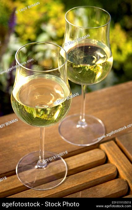 Wine Glasses on Outdoor Table