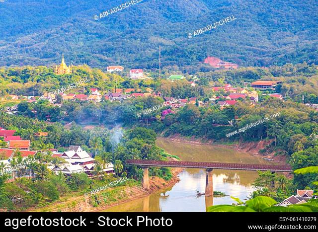 Panorama of the landscape Mekong river and Luang Prabang city in Laos world tour in Southeast Asia