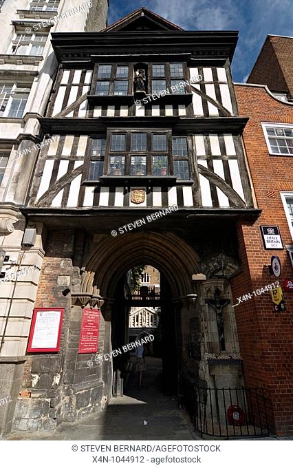 Entrance to St Bartholomew the Great church, London, UK  Founded in 1123