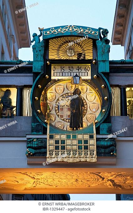Anker clock, art nouveau, Vienna, Austria, Europe