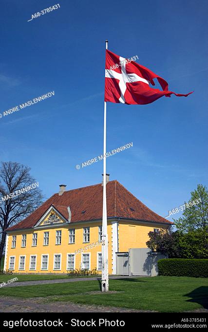 Danish flag in Kastellet (fortress) in Copenhagen