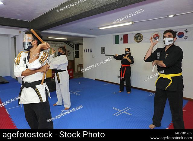 CANCUN, MEXICO - OCTOBER 15, 2020: Jonathan Caballero master of the martial art Hapkido with more that 14 years of experience