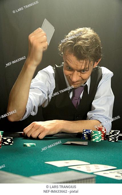 A man playing poker