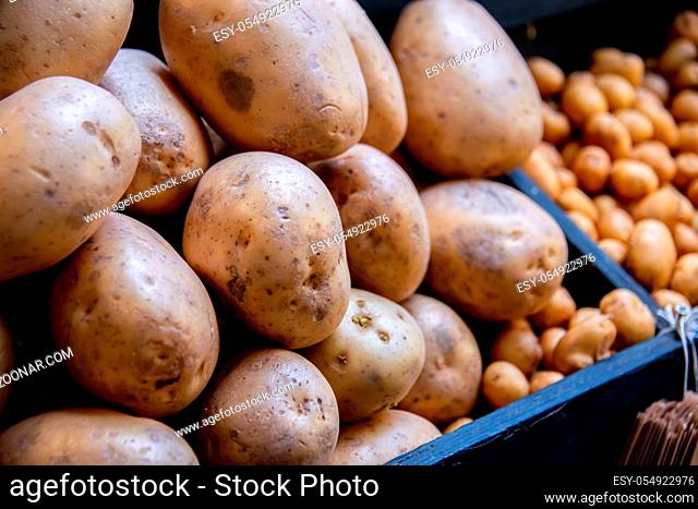 Potatoes at the market display