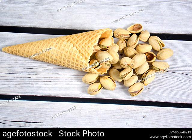 ice-cream wafer with pistachios