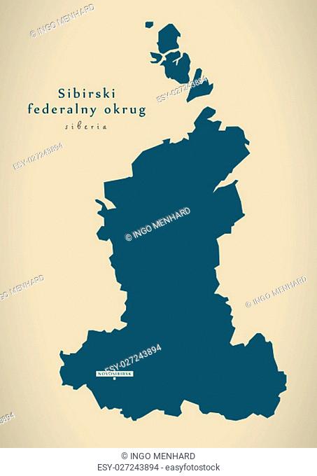Modern Map - Sibirski Russia RU illustration
