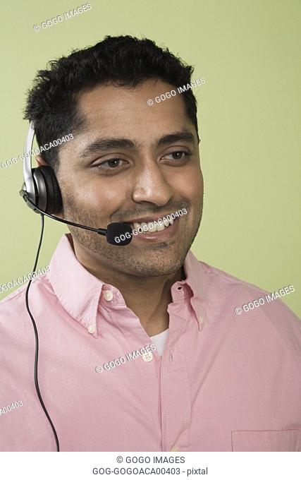 Man wearing a headset