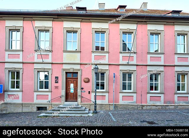 Tax office, former office building, front door, house facade, facade, architecture, old, Haßberge, Ebern, Franconia, Bavaria, Germany, Europe