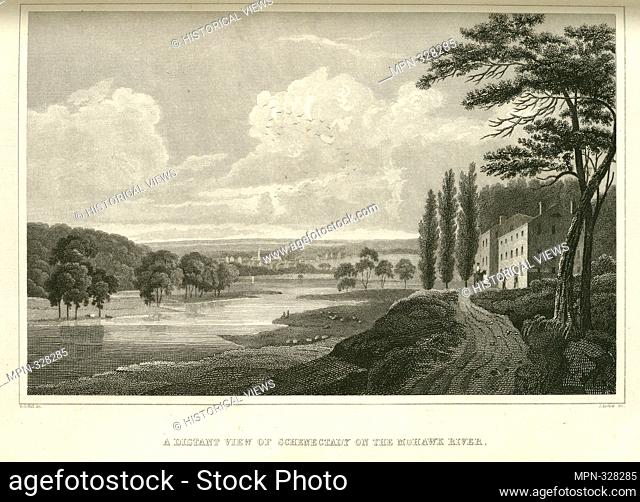 A distant view of Schenectady on the Mohawk River. Stone, William L. (William Leete) (1792-1844) (Author) Colden, Cadwallader D
