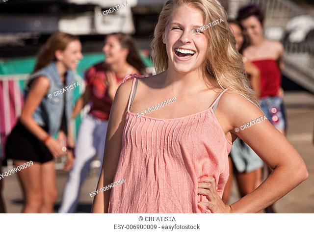 Blond Teenage Girl Laughing