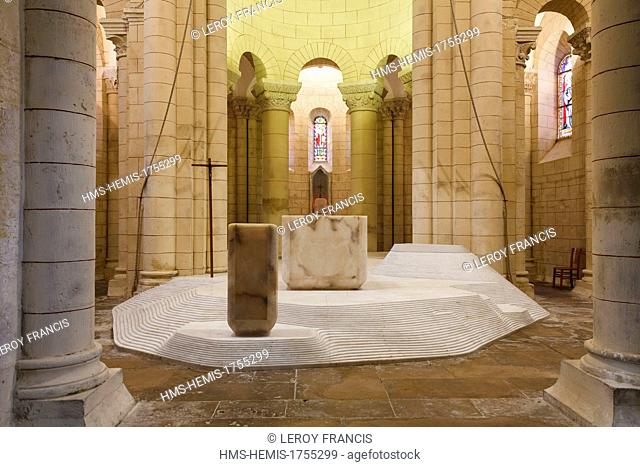 France, Deux-Sevres, Melle, Saint-Hilaire church, Routes of Santiago de Compostela, listed as World Heritage by UNESCO, the choir designed by Mathieu Lehanneur