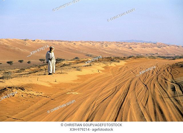 old bedouin man in Wahiba sands, Sultanate of Oman, Arabian Peninsula, southwest Asia