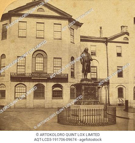 Franklin Statue, City Hall, Boston, Mass., Deloss Barnum (American, 1825 - 1873), about 1859, Albumen silver print