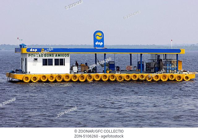 Floating DNP petrol station Rio Negro river Manaus