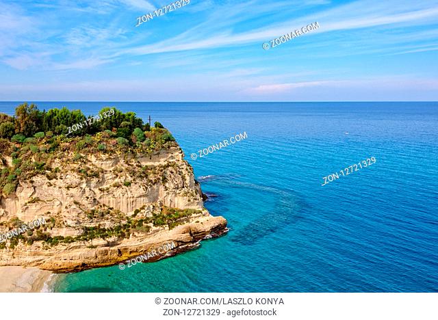 Cross on the edge of Santa Maria Island facing the Tyrrhenian Sea - Tropea, Calabria, Italy