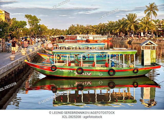 Boats on the Thu Bon River. Hoi An Ancient Town, Quang Nam Province, Vietnam