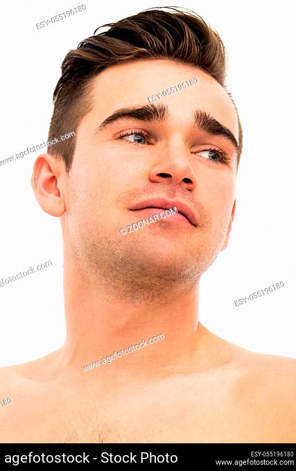 Attractive, handsome man on a white background