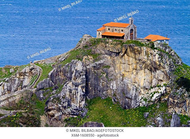 Coastline and hermitage in San Juan de Gaztelugatxe  Bermeo, Biscay, Basque Country, Spain
