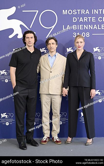 Noah Baumbach, Adam Driver, Greta Gerwig during 'White Noise' photocall, 79th Venice International Film Festival, Italy - 31 Aug 2022
