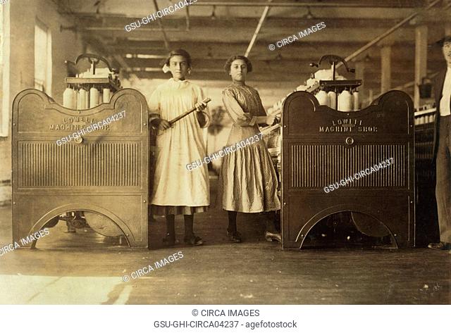 Two Sisters Working in Textile Mill, Winchendon, Massachusetts, USA, Lewis Hine for National Child Labor Committee, September 1911