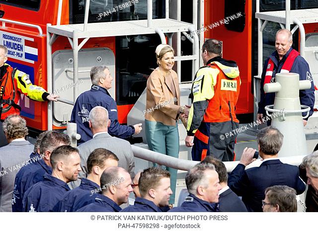 Queen Maxima of The Netherlands names the Nh1816 Lifeboat of the KNRM (Koninklijke Nederlandse Redding Maatschappij) in IJmuiden, The Netherlands, 2 April 2014