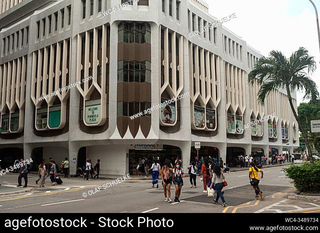 Singapore, Republic of Singapore, Asia - View of the Peninsula Plaza shopping centre along North Bridge Road in the city centre