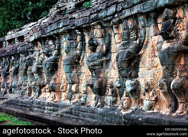terrace of elephants at Angkor Thom complex, Siem Reap, Cambodia