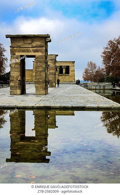Some reflect sight in Debod temple, Madrid, Spain