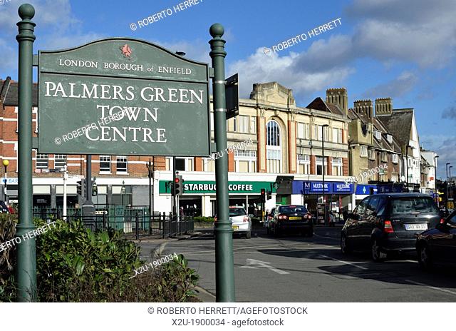 Palmers Green Town Centre, London, UK