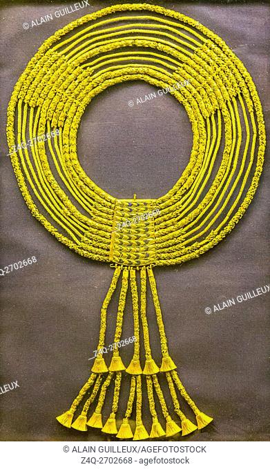 Egypt, Cairo, Egyptian Museum, jewellery found in the royal necropolis of Tanis, burial of the king Amenemope : Shebiu collar