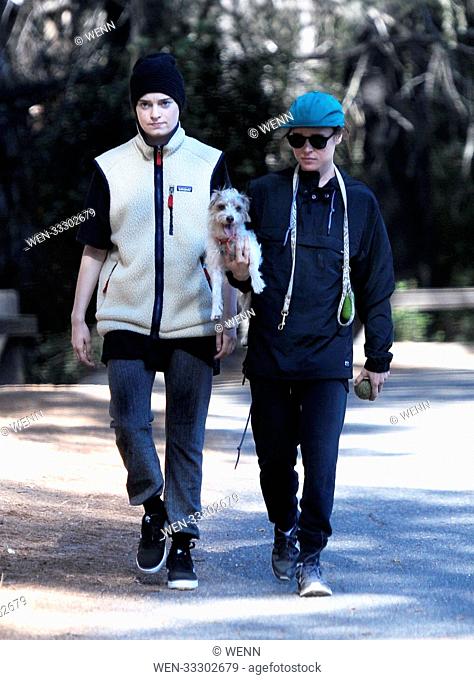 Ellen Page hikes through Franklin Park with her girlfriend Emma Portner and dog Patter Featuring: Ellen Page, Emma Portner, Patter (dog) Where: Beverly Hills