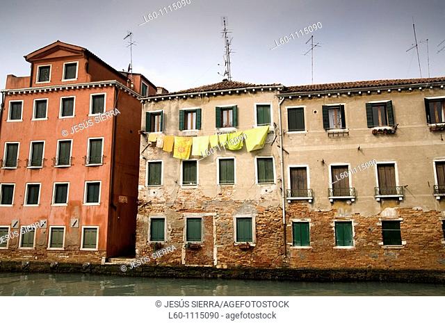 Facades in Castello, Venice, Italy